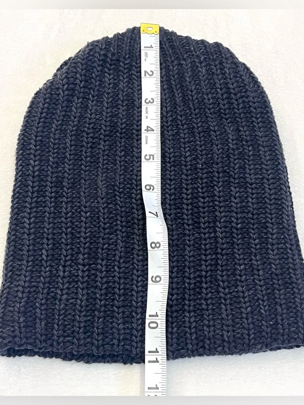 Love Your Melon 100% Cotton Dark Gray Ribbed Knit Beanie with Leather Patch